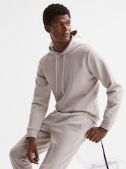 Reiss Off White James Slim Fit Interlock Drawstring Motif Hoodie - Image 6 of 6