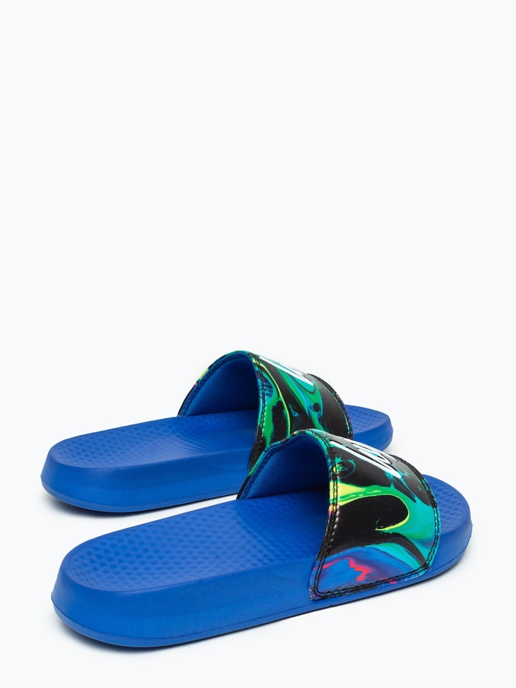 Hype. Unisex Marble Ink Black Mini Script Sliders - Image 2 of 5