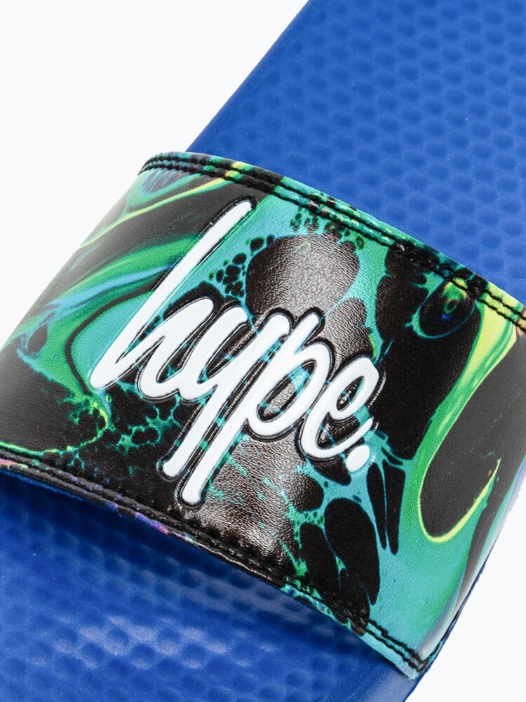 Hype. Unisex Marble Ink Black Mini Script Sliders - Image 5 of 5