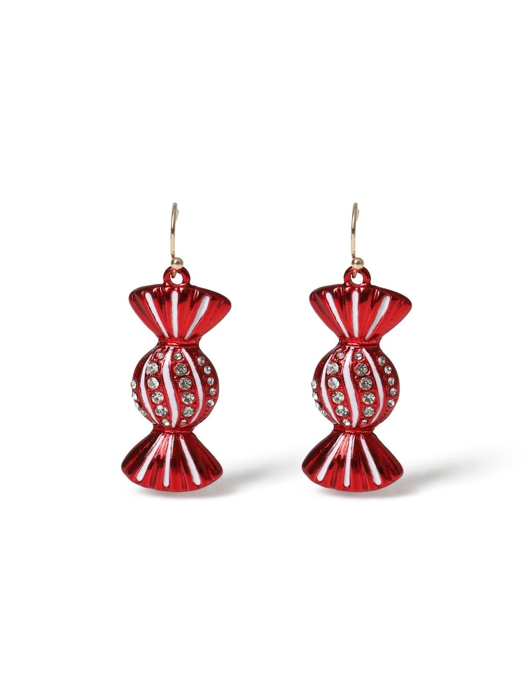 Aela Red Christmas Sweet Drop Earrings - Image 2 of 3
