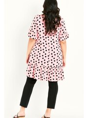 Evans Pink Frill Hem Print Top - Image 2 of 5