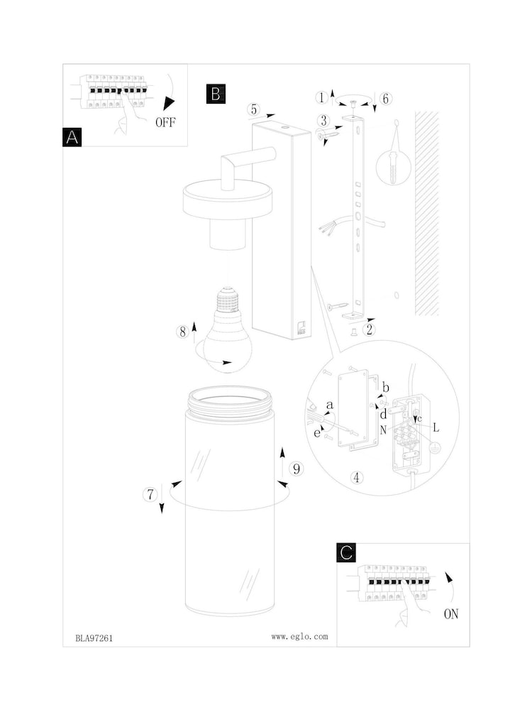 Eglo Black Bovolone Modern Outdoor Wall Light - Image 5 of 5