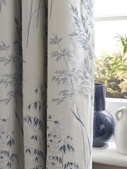 White/Blue Floral Next Cotton Floral Eyelet Blackout/Thermal Curtains - Image 4 of 6