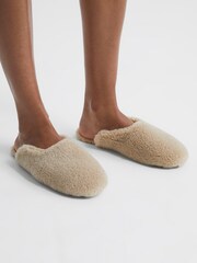 Reiss Camel Ava Faux Shearling Slippers - Image 2 of 6
