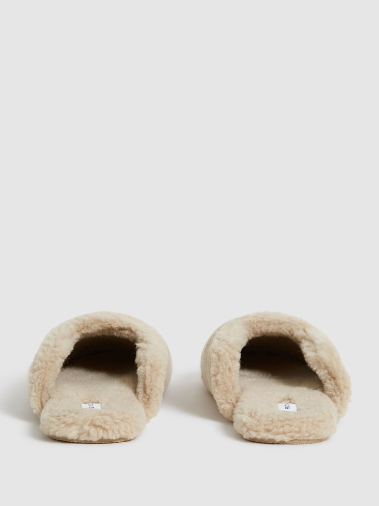 Reiss Camel Ava Faux Shearling Slippers - Image 6 of 6