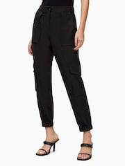 AllSaints Black Frieda Jersey Trousers - Image 1 of 6