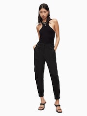 AllSaints Black Frieda Jersey Trousers - Image 4 of 6