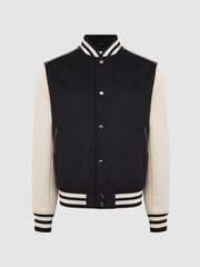 Reiss Navy/Stone Kansas Varsity Bomber Jacket - Image 2 of 6