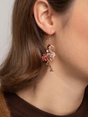 Aela Pink Christmas Flamingo Drop Earrings - Image 1 of 3