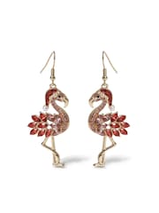 Aela Pink Christmas Flamingo Drop Earrings - Image 2 of 3