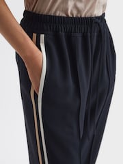Reiss Navy Odell Petite Wide Leg Pull On Trousers - Image 4 of 8