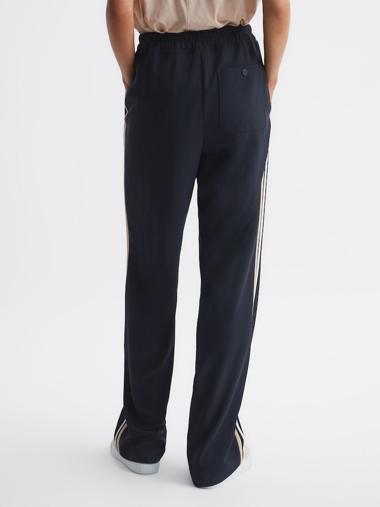 Reiss Navy Odell Petite Wide Leg Pull On Trousers - Image 5 of 8