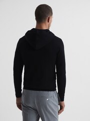 Reiss Black Newman Zip Through Merino Hoodie - Image 5 of 6