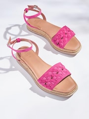 Pink - Forever Comfort® Ledersandalen mit dicker Sohle und geflochtenem Riemen - Bild 1 von 1