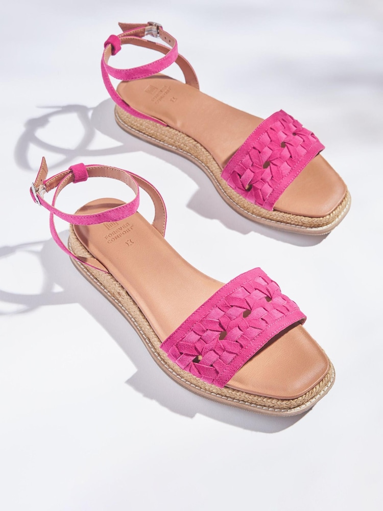 Pink - Forever Comfort® Ledersandalen mit dicker Sohle und geflochtenem Riemen - Bild 1 von 1 Pink - Forever Comfort® Ledersandalen mit dicker Sohle und geflochtenem Riemen - Bild 1 von 1
