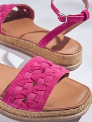 Pink Regular/Wide Fit Forever Comfort® Leather Platform Sandals with Woven Detail - Image 5 of 5