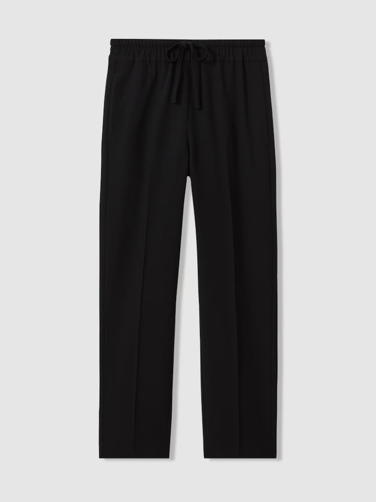 Reiss Black Hailey Petite Tapered Pull On Trousers - Image 2 of 7