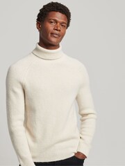 Superdry White Alpaca Chunky Roll Neck Jumper - Image 1 of 4