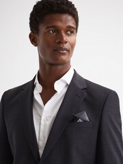 Reiss Black Eclipse Geo Border Printed Silk Pocket Square - Image 2 of 5