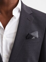 Reiss Black Eclipse Geo Border Printed Silk Pocket Square - Image 3 of 5