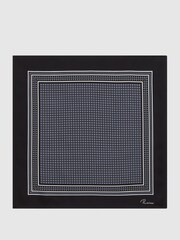 Reiss Black Eclipse Geo Border Printed Silk Pocket Square - Image 4 of 5