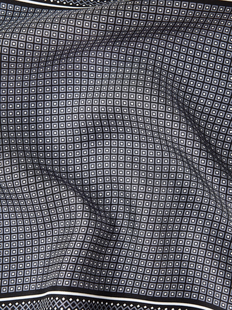 Reiss Black Eclipse Geo Border Printed Silk Pocket Square - Image 5 of 5
