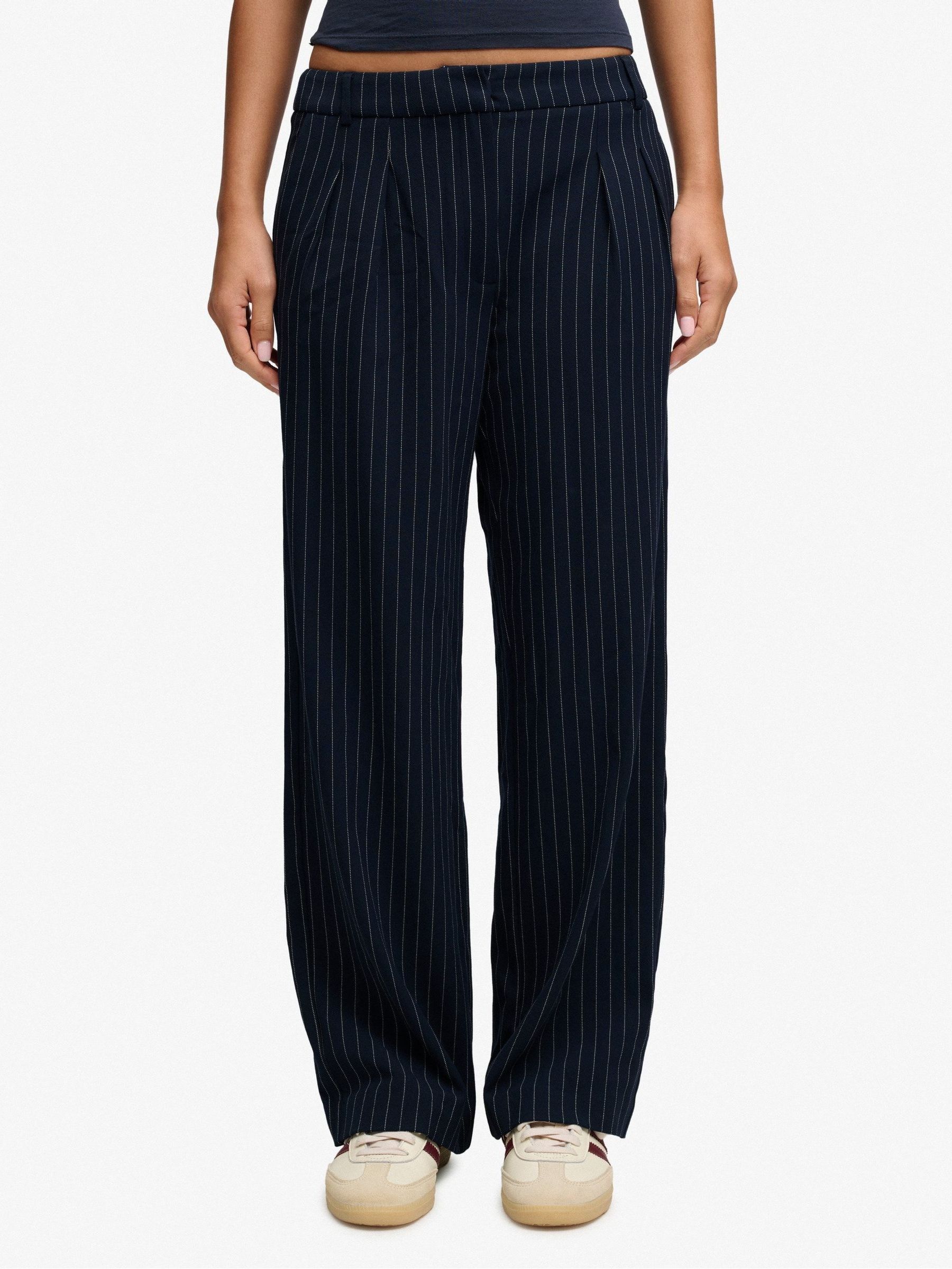 Superdry Women's Blue Wide-Leg Tailored Trousers - Image 2