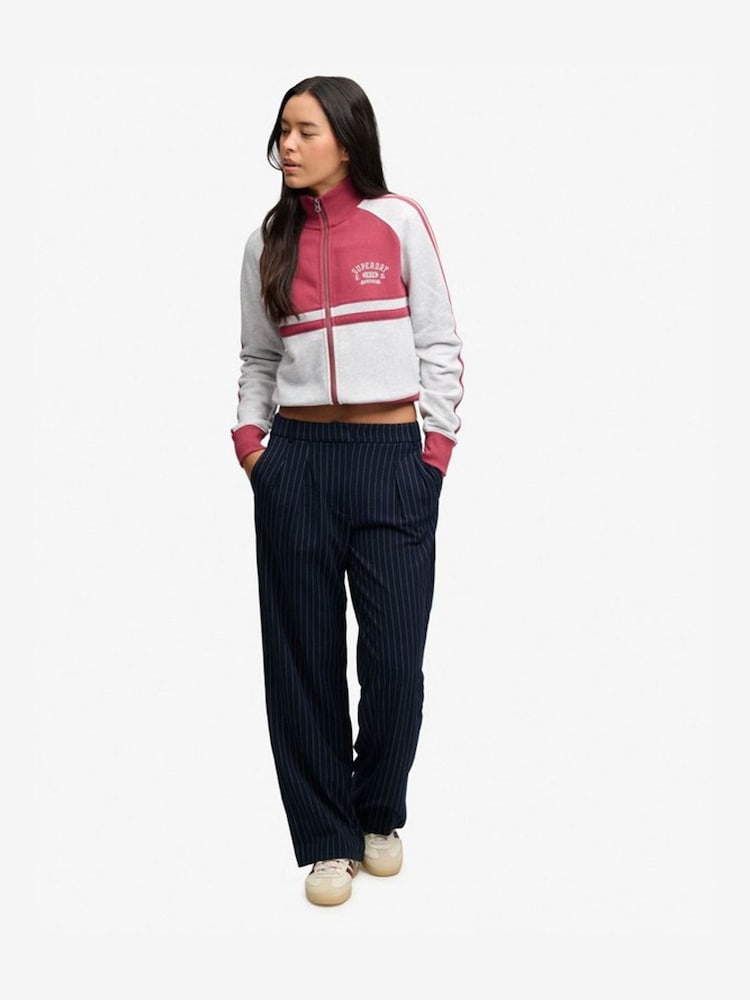 Superdry Blue Mid Rise Pinstripe Trousers - Image 1 of 6