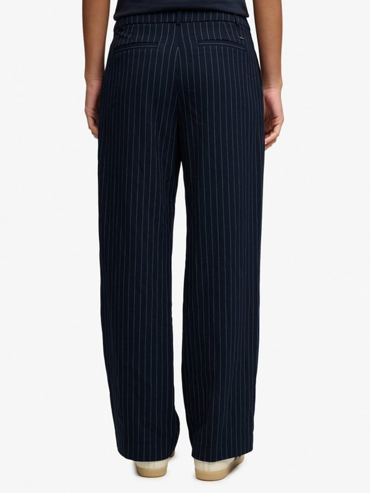 Superdry Blue Mid Rise Pinstripe Trousers - Image 2 of 6