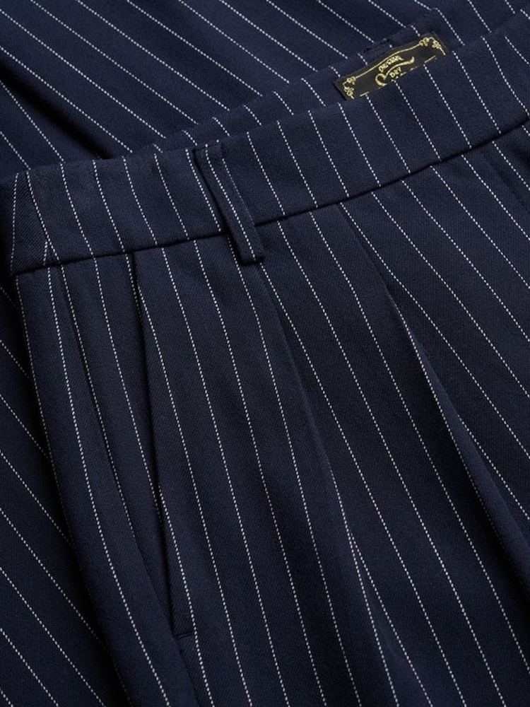 Superdry Blue Mid Rise Pinstripe Trousers - Image 6 of 6