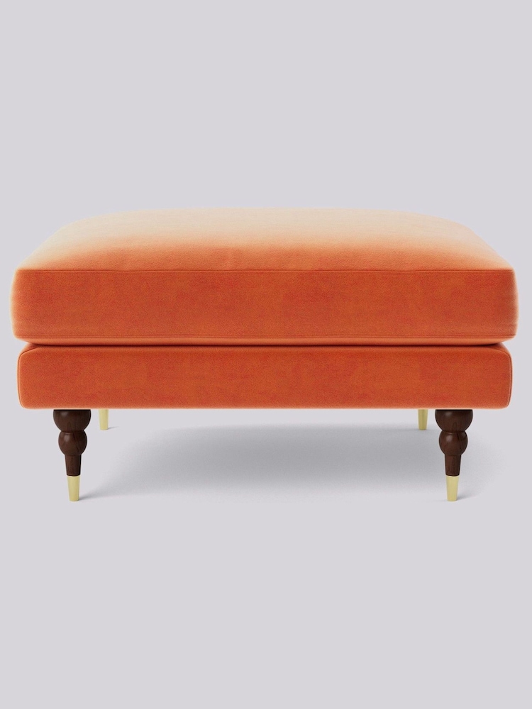 Swoon Easy Velvet Burnt Orange Charlbury Ottoman - Image 1 of 3