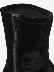 Black Velvet Round Toe Ankle Sock Boots - Image 6 of 6