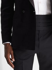 Reiss Black Blast Wool Blend Patterned Cummerbund Tie - Image 3 of 5