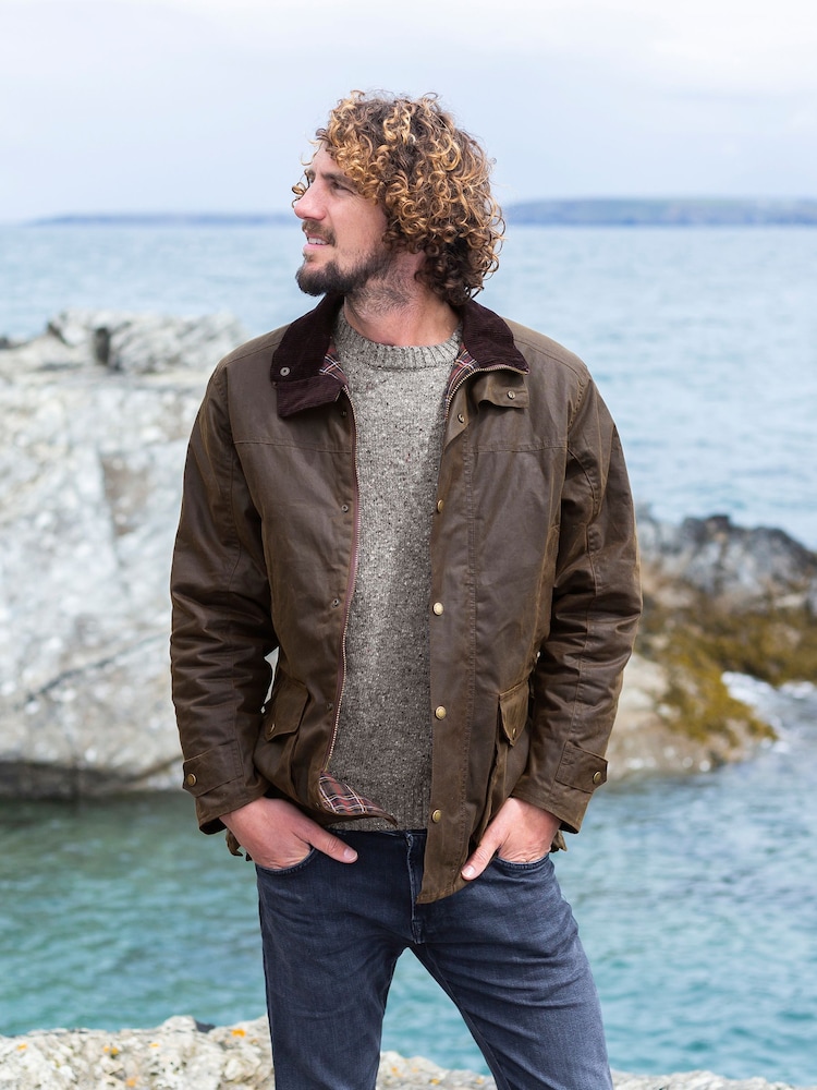 Celtic & Co. Mens Waxed 100% Cotton Brown Jacket - Image 1 of 9