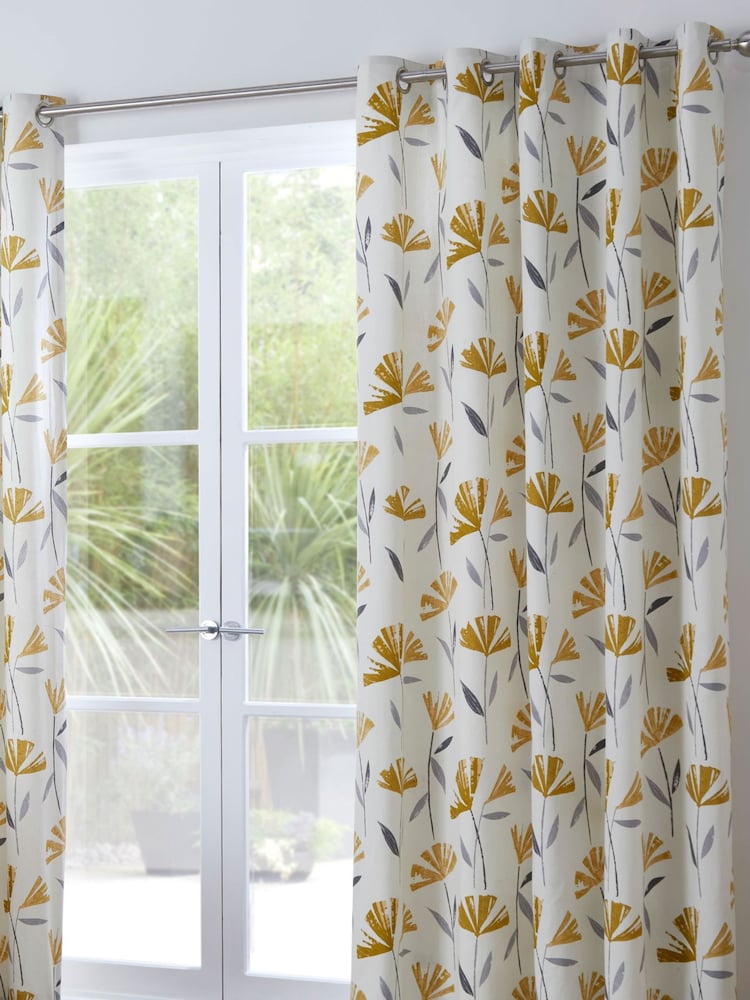Fusion Yellow Dacey Eyelet Curtains - Image 2 of 4