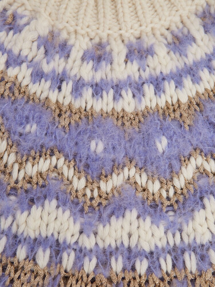 Reiss Purple Blythe Senior Fairisle Pattern Knitted Jumper - Image 6 of 6