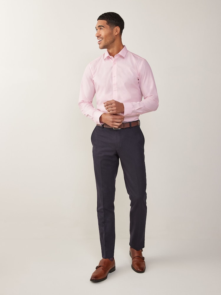 Pink Slim Fit Easy Care Single Cuff Shirt - Image 2 of 7