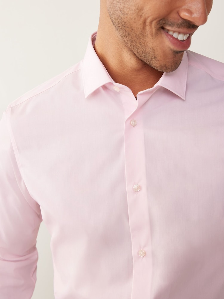 Pink Slim Fit Easy Care Single Cuff Shirt - Image 4 of 7