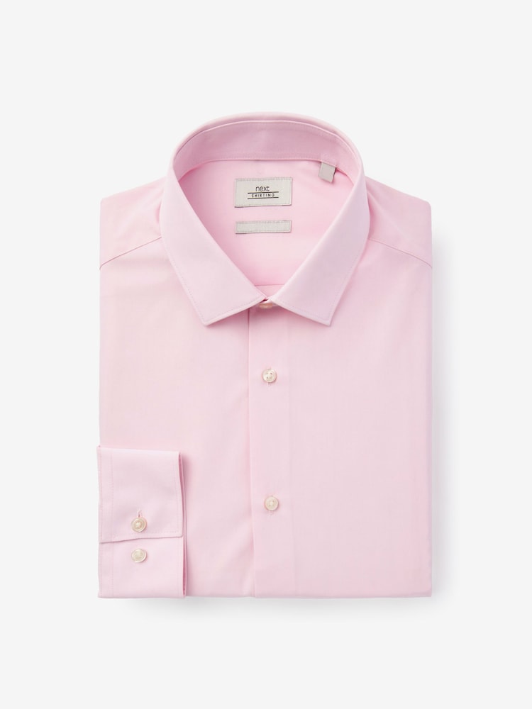 Pink Slim Fit Easy Care Single Cuff Shirt - Image 5 of 7