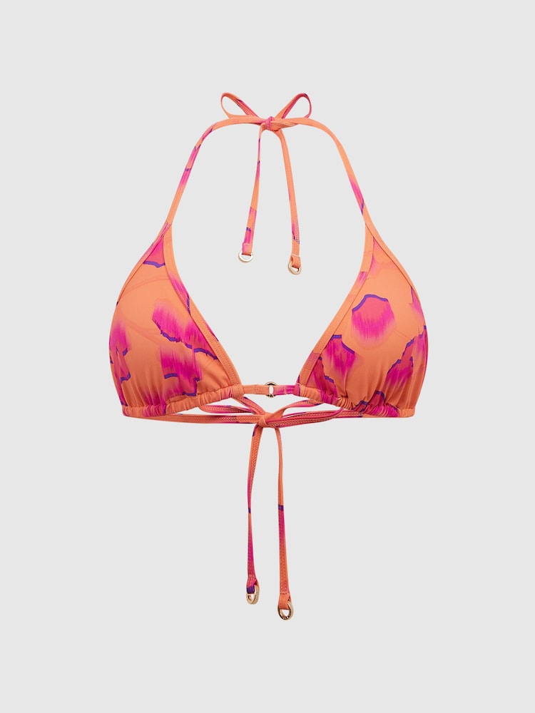 Reiss Orange Thia Printed Triangle Bikini Top - Image 2 of 5 Reiss Orange Thia Printed Triangle Bikini Top - Image 2 of 5
