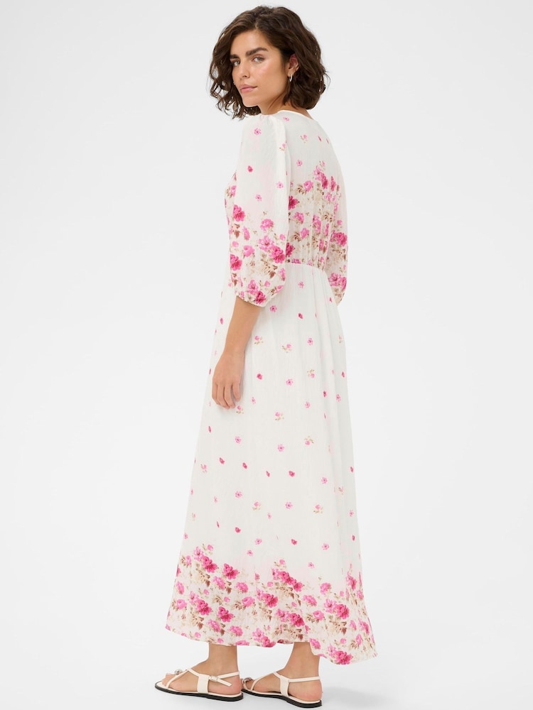 Kaffe White KArosine V-Neck Printed Maxi Dress - Image 2 of 5