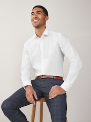 White Regular Fit Easy Care Single Cuff Smart Shirt - Image 1 of 8