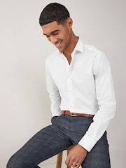 White Regular Fit Easy Care Single Cuff Smart Shirt - Image 2 of 8