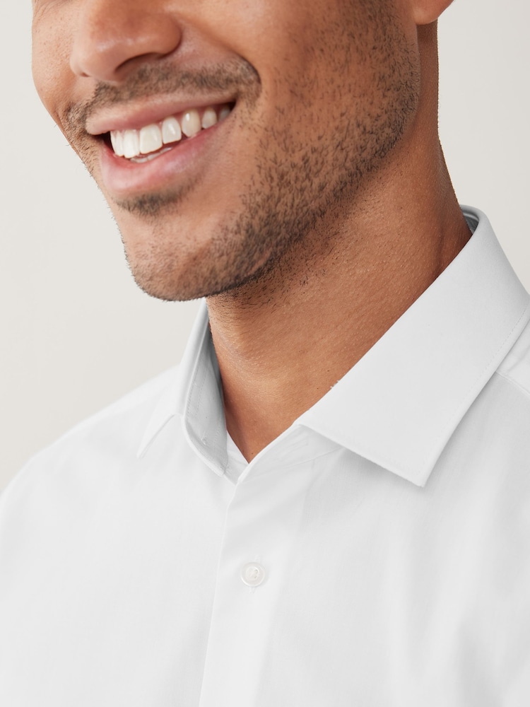 White Regular Fit Easy Care Single Cuff Smart Shirt - Image 5 of 8