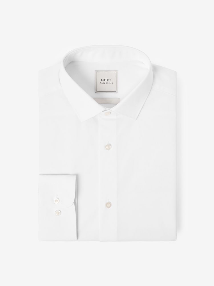White Regular Fit Easy Care Single Cuff Smart Shirt - Image 6 of 8