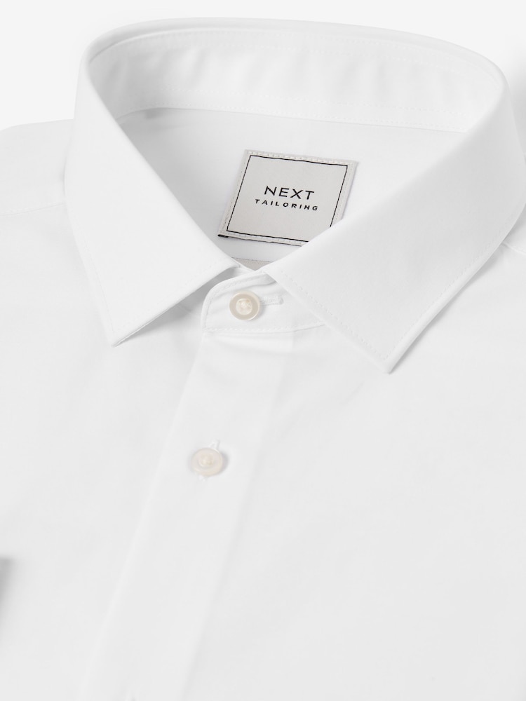 White Regular Fit Easy Care Single Cuff Smart Shirt - Image 7 of 8