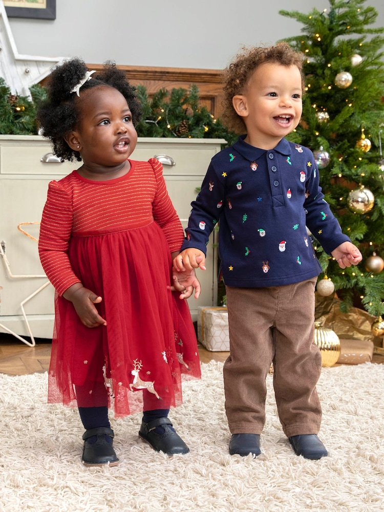 JoJo Maman Bébé Red Reindeer Party Dress - Image 2 of 6