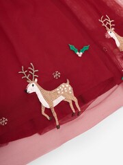 JoJo Maman Bébé Red Reindeer Party Dress - Image 6 of 6