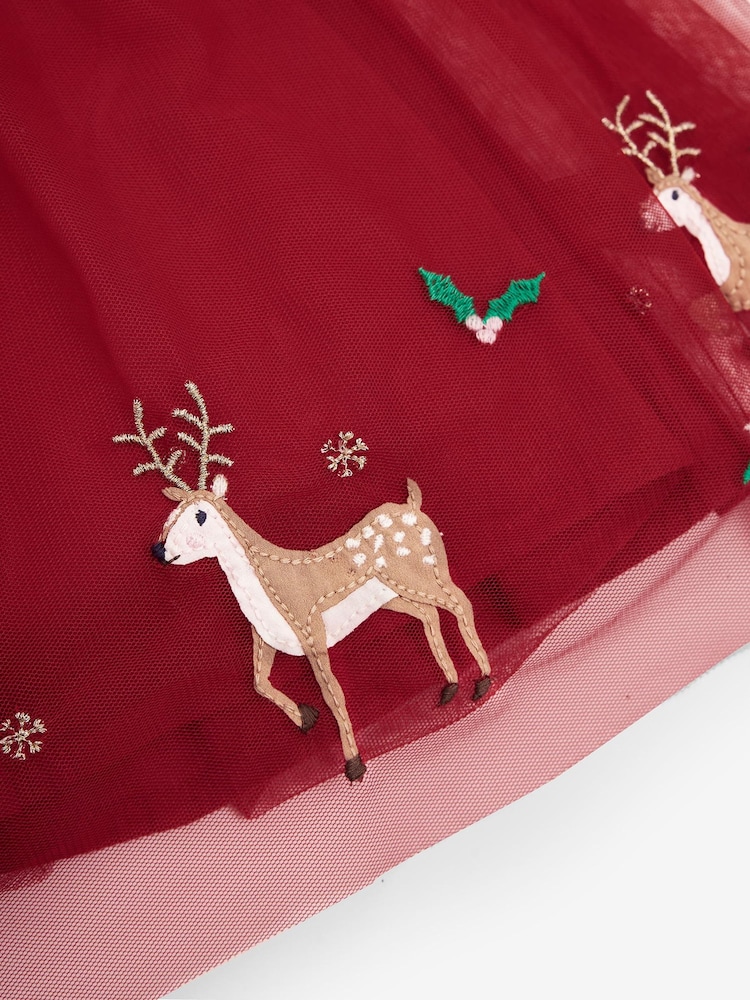 JoJo Maman Bébé Red Reindeer Party Dress - Image 6 of 6