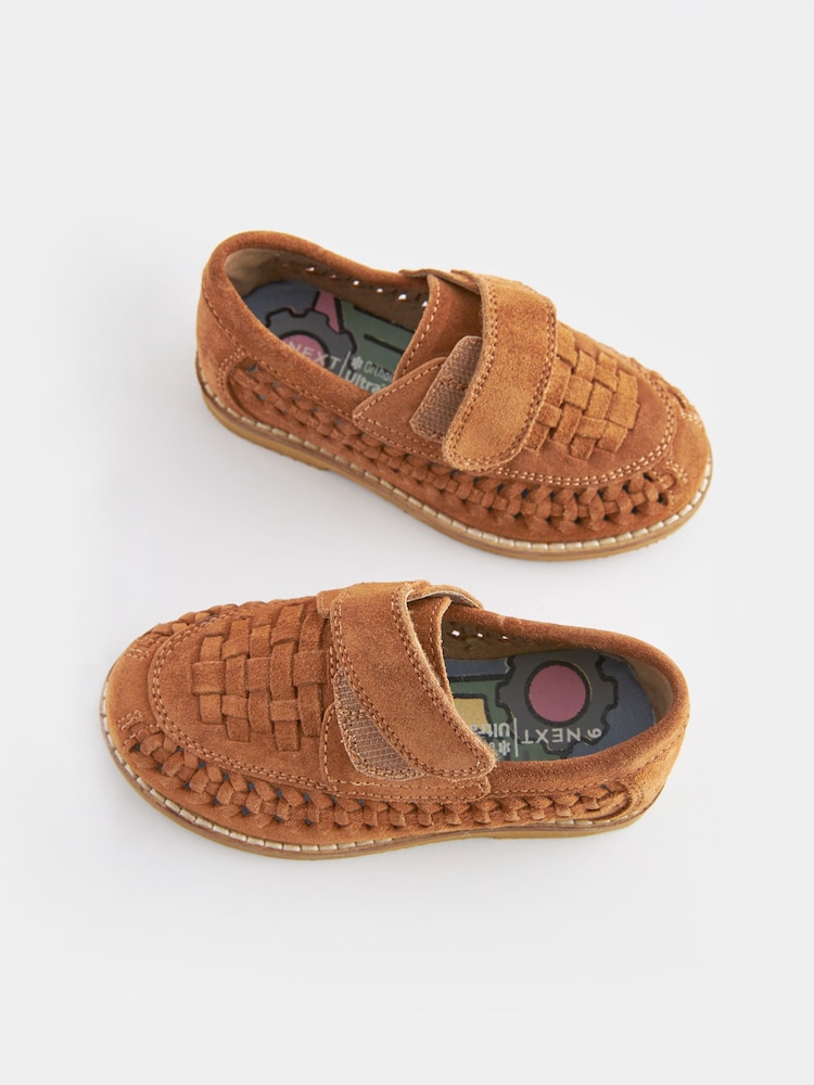 Marron fauve - Mocassins tressés en cuir - Image 3 of 6